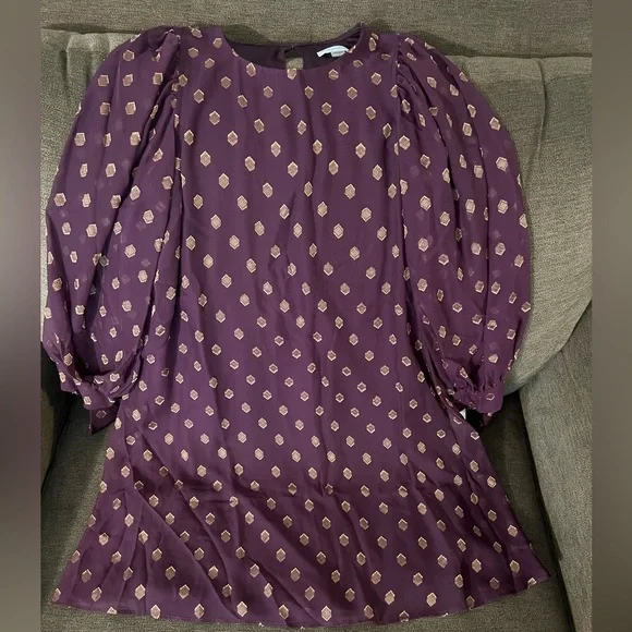 NEW Calvin Klein Womens Metallic Mini Dress with Tie Sleeves S… - Picture 10 of 11